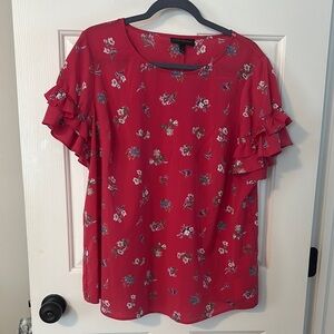 Catherines Red Ruffled Blouse